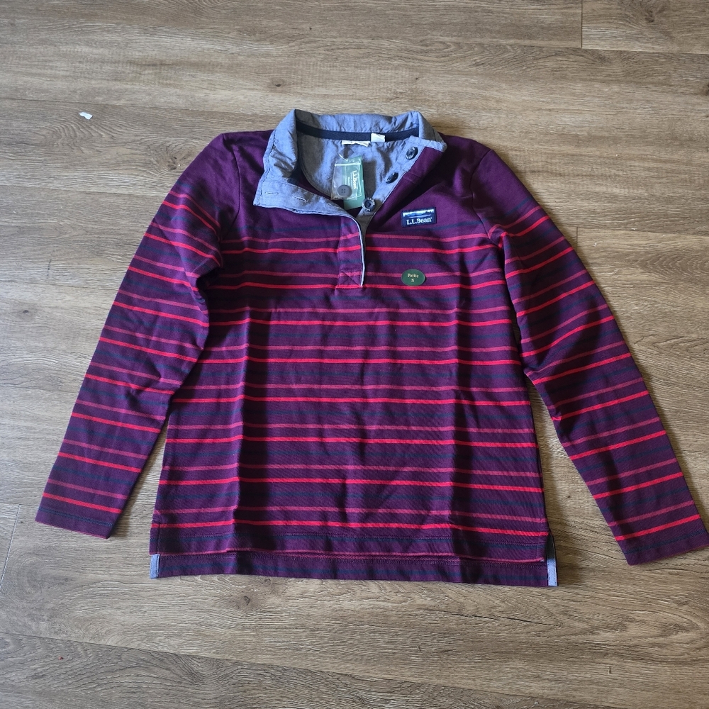 L.L. Bean Burgundy and Gray Button-Up Shirt